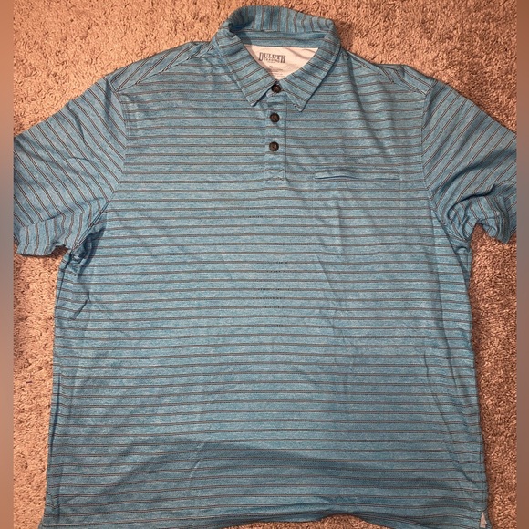 Duluth Trading Heavy Duty Work Polo Mens Size XL Beach Coastal Blue Green Shirt - Picture 2 of 9